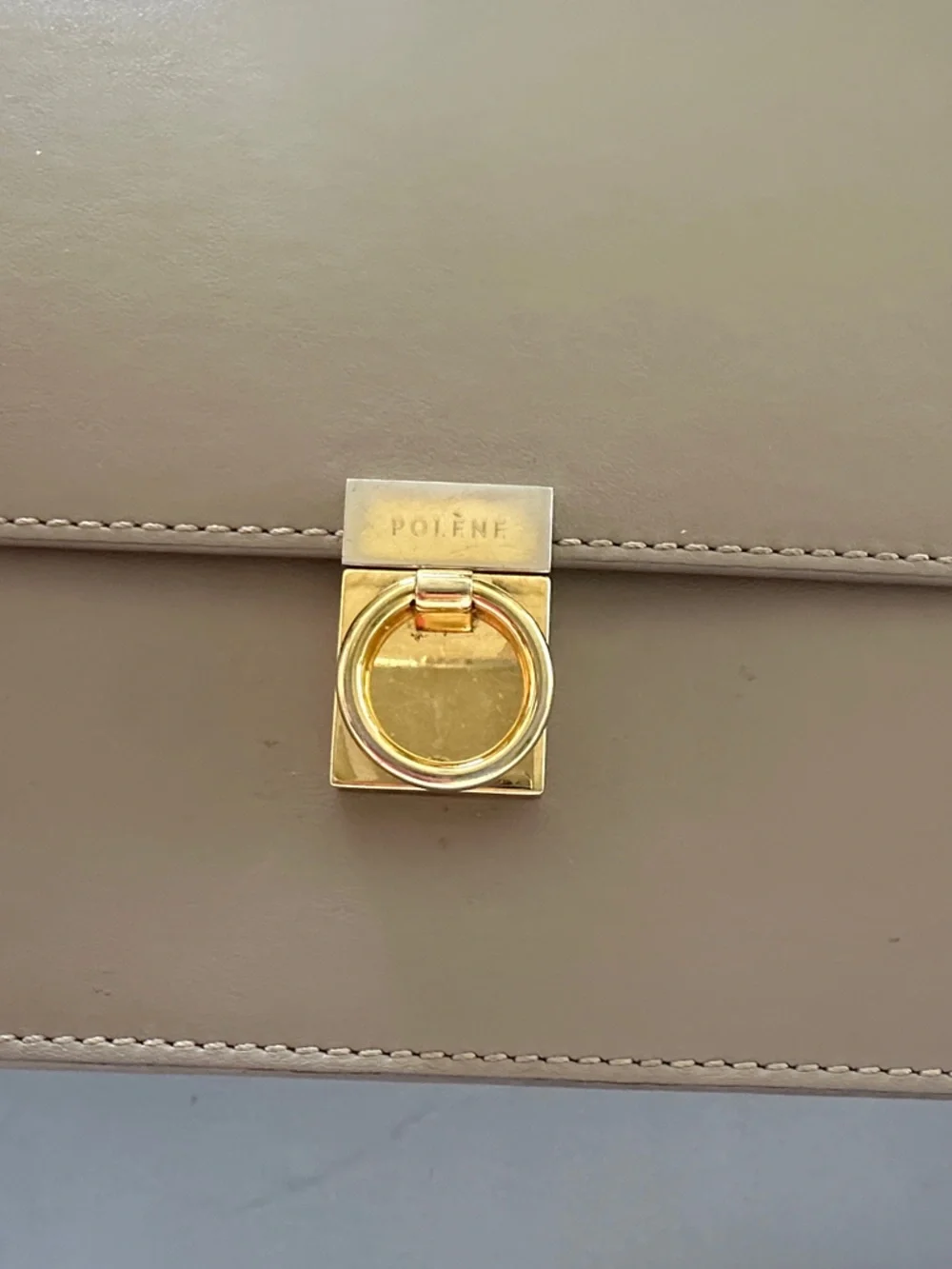 Polène Taupe Leather Crossbody Bag with Gold Hardware - Picture 8 of 9